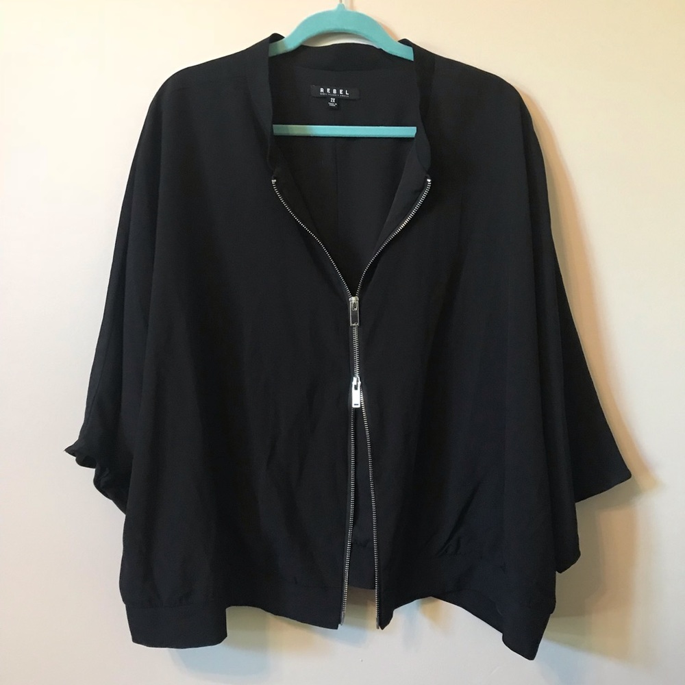 Rebel Wilson X Angels Black Double Zipper Top
